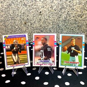 Las Vegas Raiders 2 Tim Brown Rookie Cards & Steve Beuerlein HOF Mint in Case